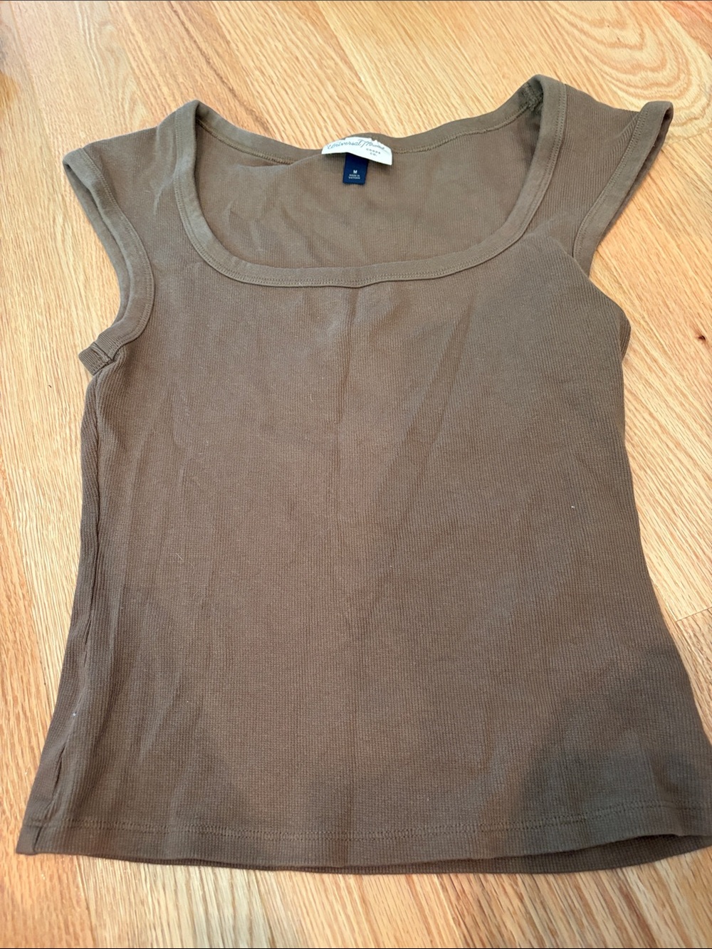 Universal Thread Olive Brown Scoop Neck Tank with Cap Sleeves